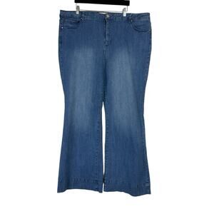 Rachel Roy Denim High Rise Jeans Medium Wash Wide Leg Women's Plus Size 24W